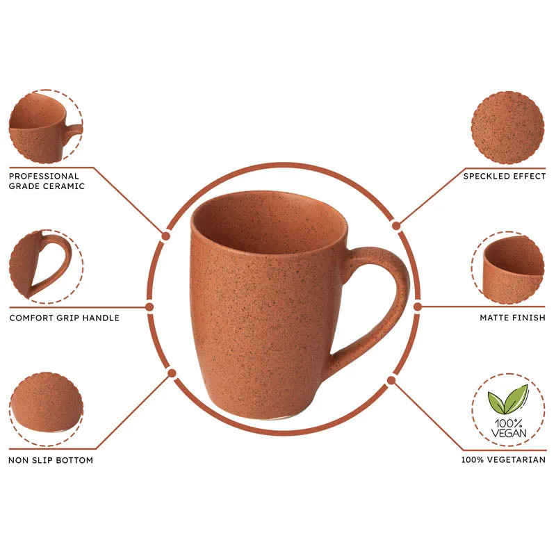 Sip & Style Ceramic Coffee Mug (Persian Orange/300 mL Each) - Set Of Four media 5