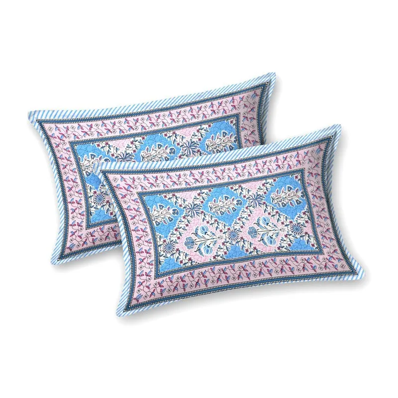 Royala Cotton Bedsheet (Pink,Blue) - 240 TC media 4