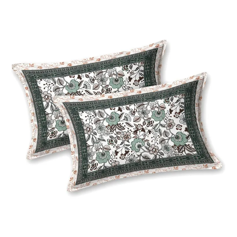 Weavera Cotton Bedsheet (White,Green) - 240 TC media 4