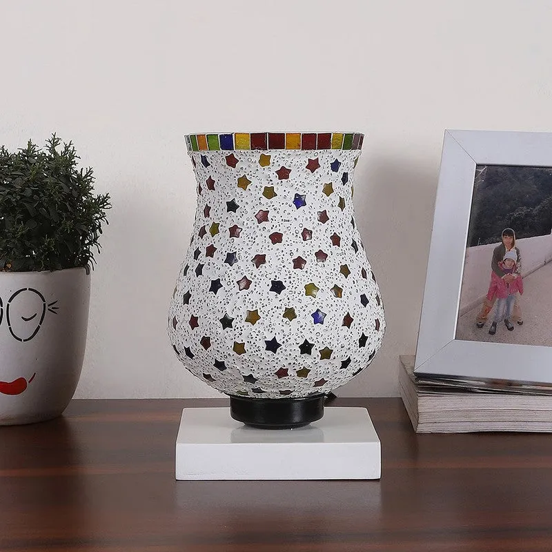 Lumon Mosaic Glass Table Lamp With Wooden Base - Multicolor media 4