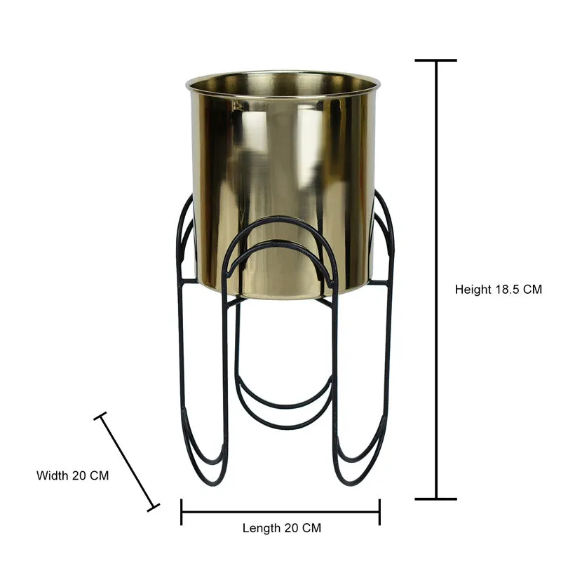 Vyra Stainless Steel Planter - Gold & Black media 4