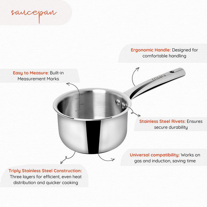 Trilinea Triply Saucepan - 1000 mL/6Inch media 4