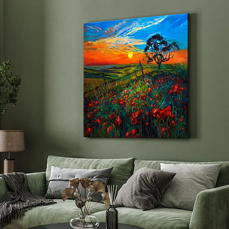 Sunset Field Poly Canvas Wall Painting media 4