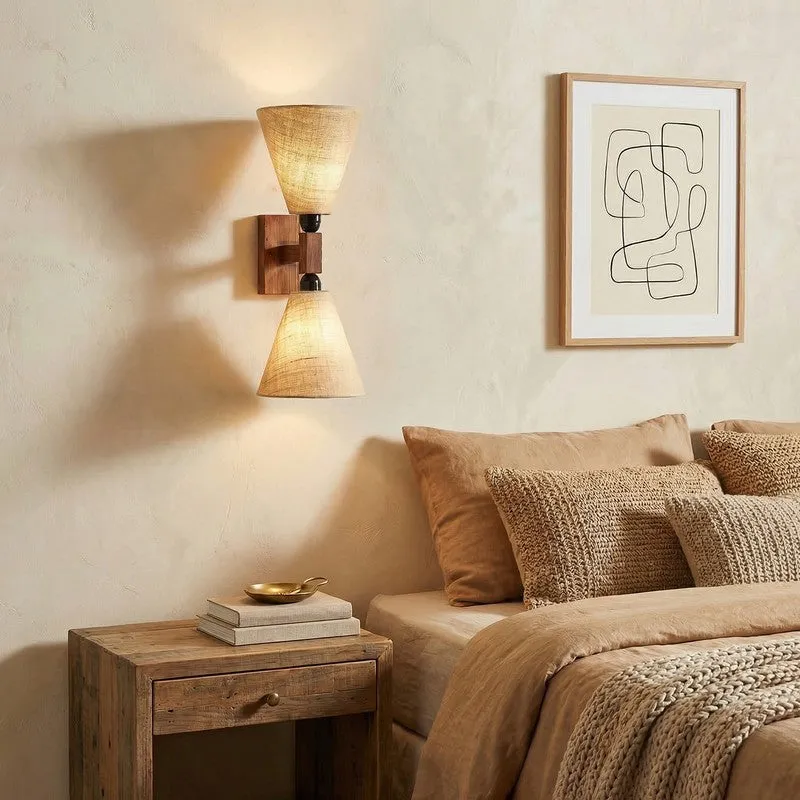 TwinBeam Wooden Wall Lamp - Brown media 1