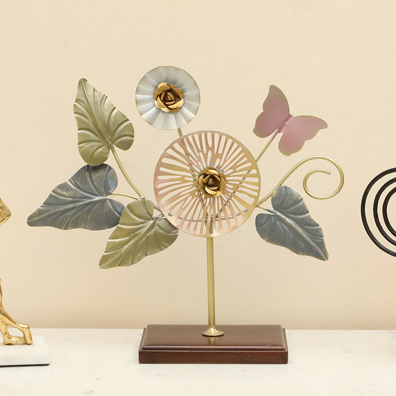 Prism Petals Metal & Wood Showpiece