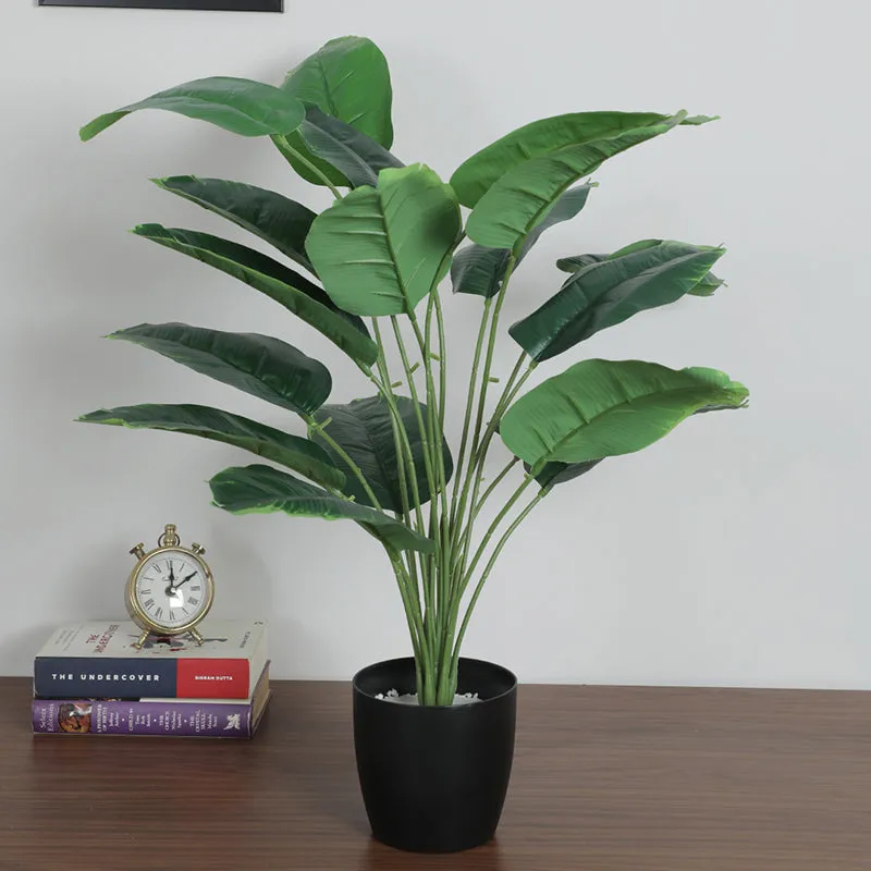 Viridia Artificial Banana Plant With Black Plastic Pot - 2.5 Feet media 3