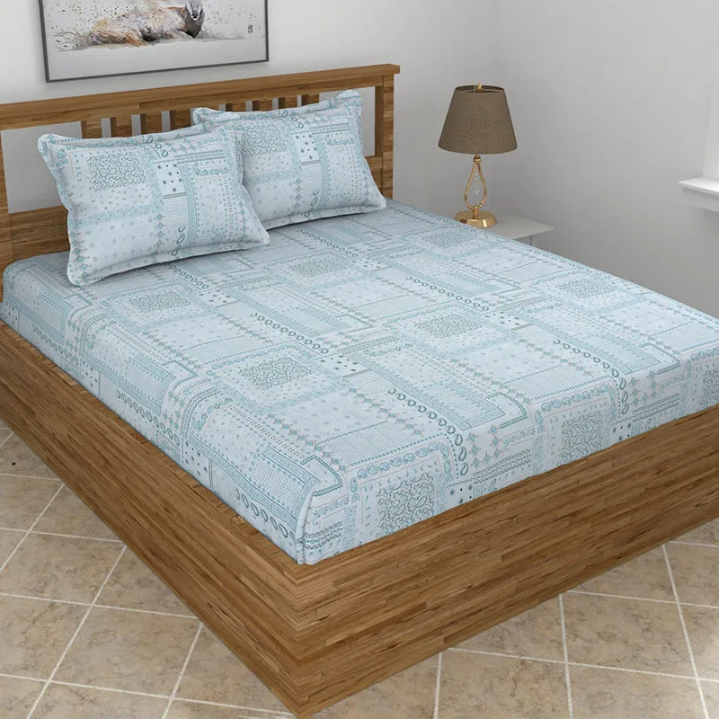 Mathieu Cotton Bedsheet (Blue) - 210 TC media 1