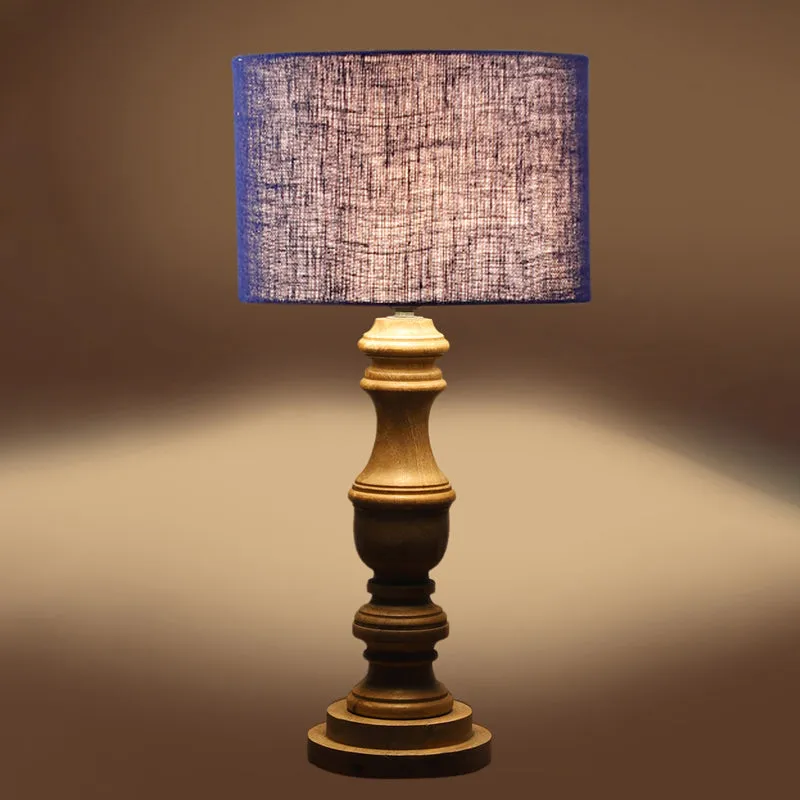 Sienna I Carve Wooden Table Lamp - Blue,Brown media 5