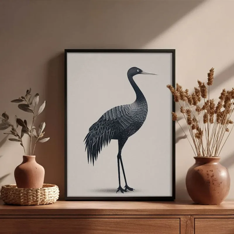 Graceful Crane Line Art Canvas Wall Painting With Black Frame media 3