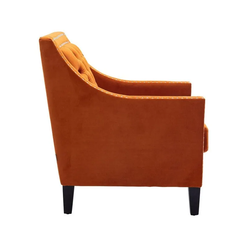 Softix Neem Wood Accent Chair - Orange media 7