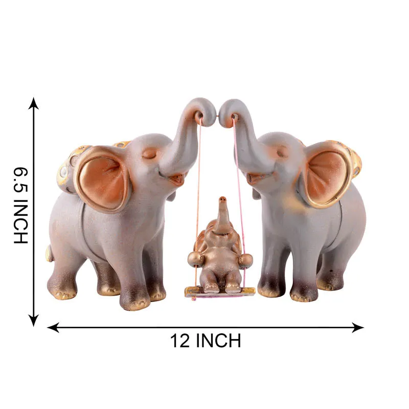 Tiny Tuskers Painted Polyresin Show Piece - Grey media 6
