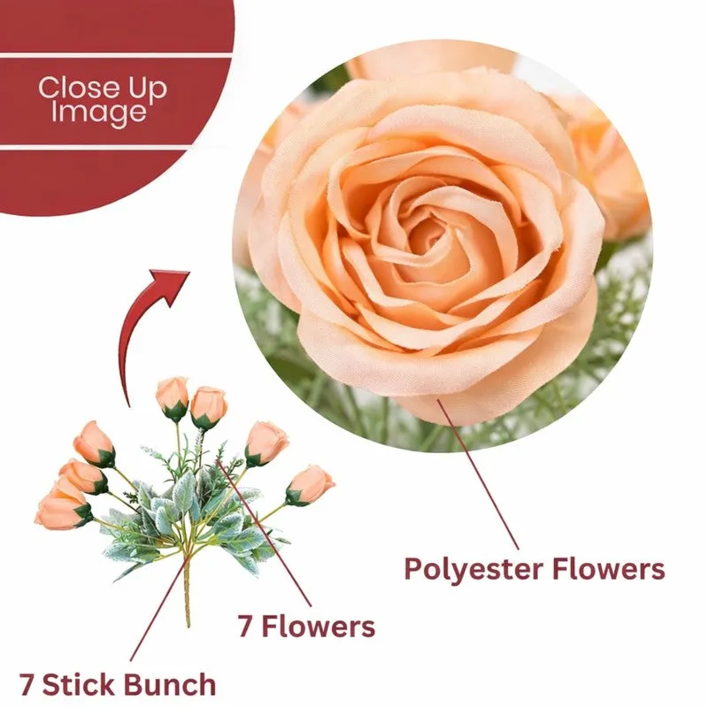 Florapearl Polyester Artificial Rose Flowers - Set Of Four media 6