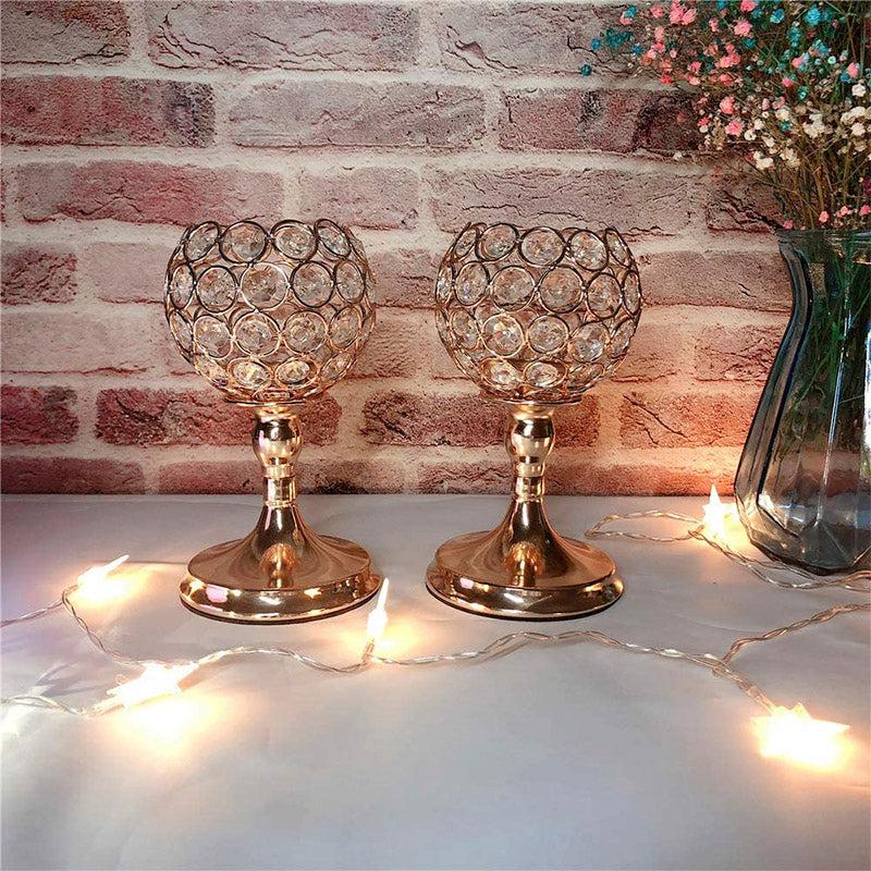 Its A Crystal Affair Tealight Candle Holder (Gold) - Set Of Two media 3