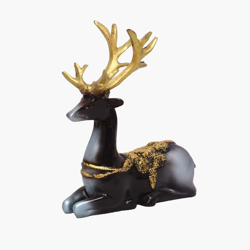 Opulent Deer Polyresin Showpiece (Black) - Set Of Two media 5