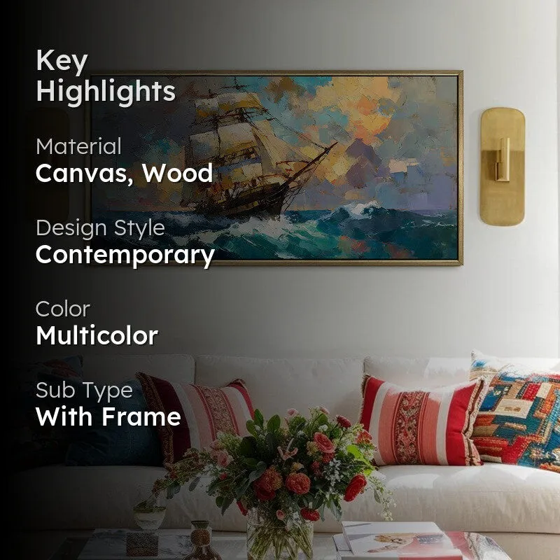 Blue Expanse Canvas Wall Painting With Frame media 2