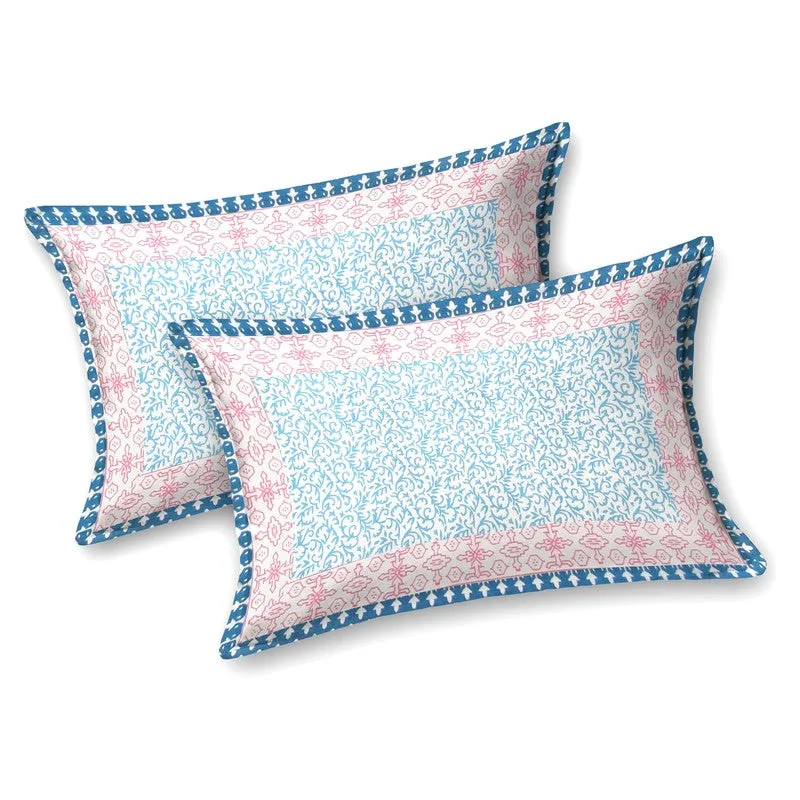 Blossomon Cotton Bedsheet (Blue,Pink) - 240 TC media 4