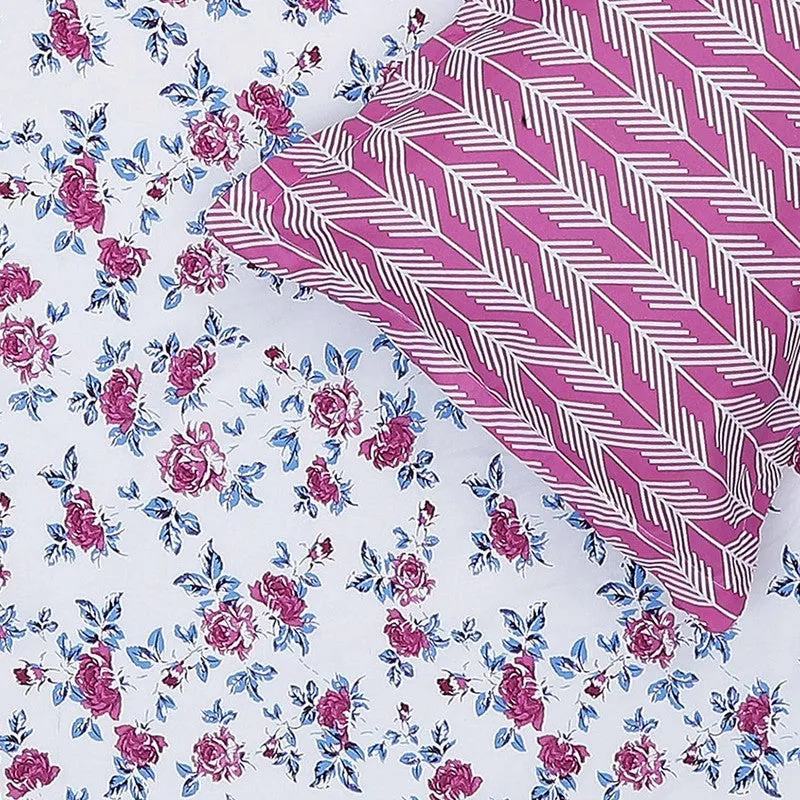 Monte Carlo Fleurish Cotton Bedsheet (White,Pink) - 104 TC media 6