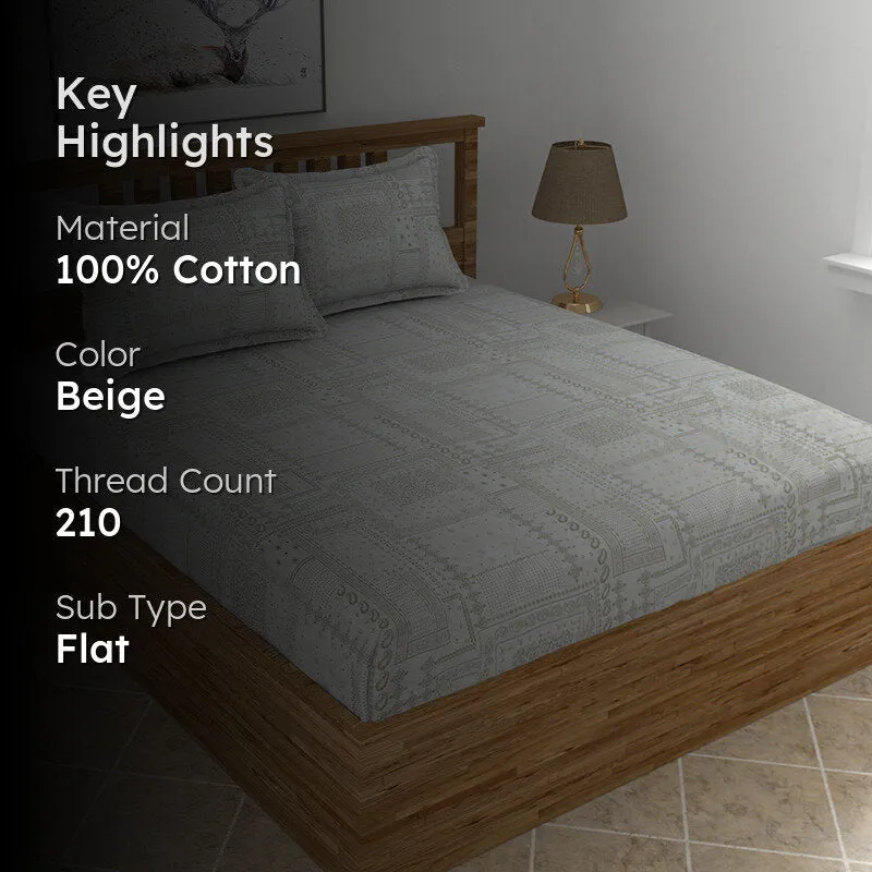 Mathieu Cotton Bedsheet (Beige) - 210 TC media 2