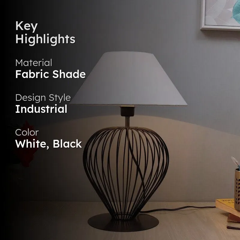 Renisa Fabric Table Lamp - White,Black media 2