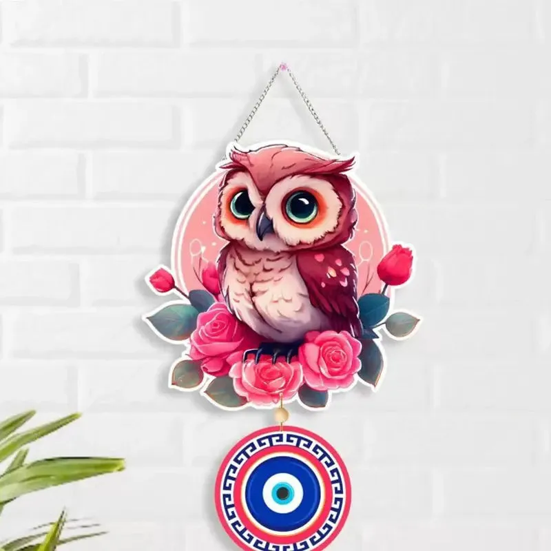 Cute Owl Nazar Polyester & MDF Wall Hanging media 5