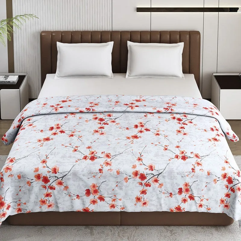 Monte Carlo Bluemora Floral Print Polyester Blanket (Red) - 210 GSM media 3