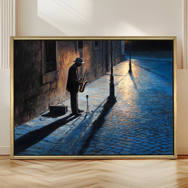 Nightfall Jazz Canvas Wall Painting With Frame media 4