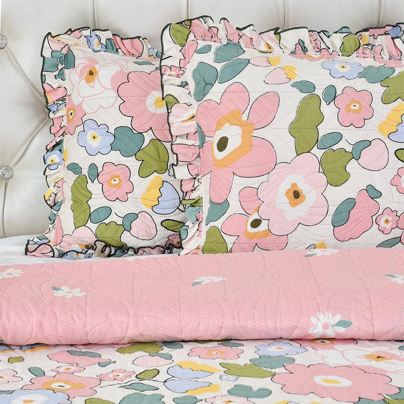 Manjira Pink Floral Bedcover media 3