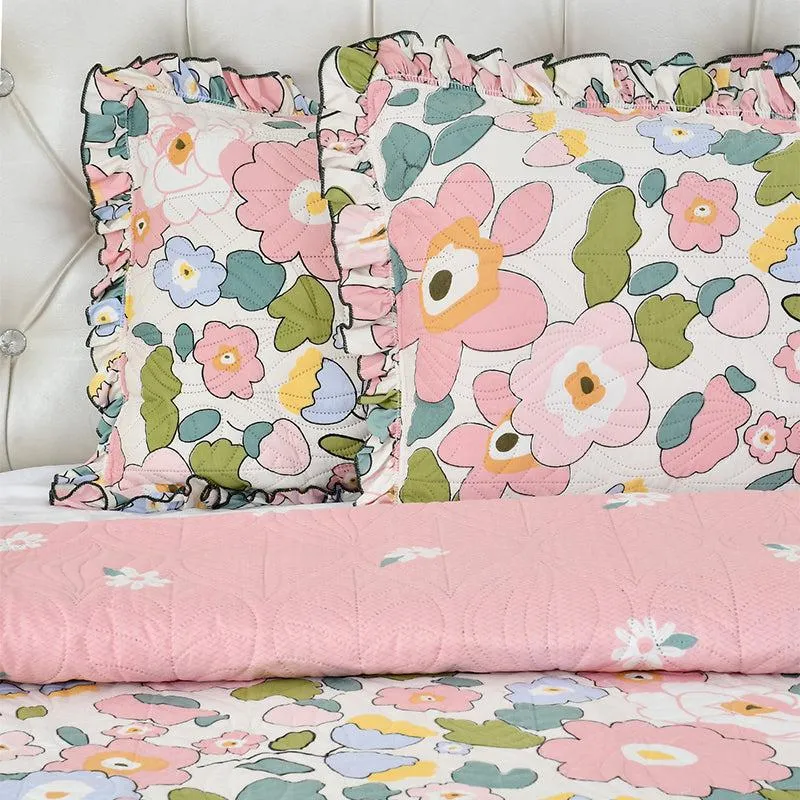 Manjira Pink Floral Bedcover media 3