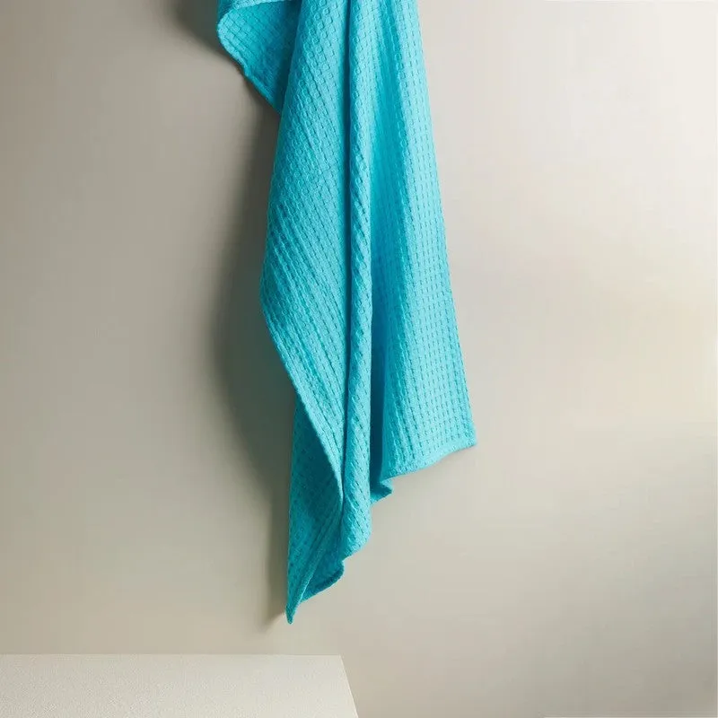 Ambar Waffle Weave Cotton Bath Towels - Sky Blue media 3