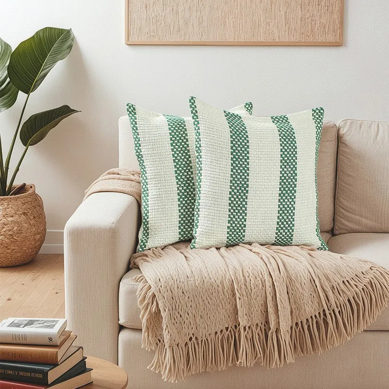 Kaeya Haven Cushion Cover (Green,White) - Set Of Two media 1