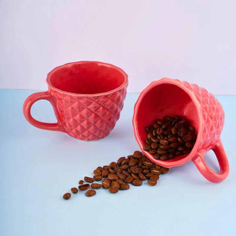 Rossana Ceramic Tea Cup (220 mL) - Red - 3