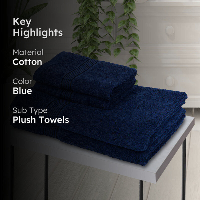 Eva Quick Dry Towel Combo (Navy Blue) - Four Piece Set media 2