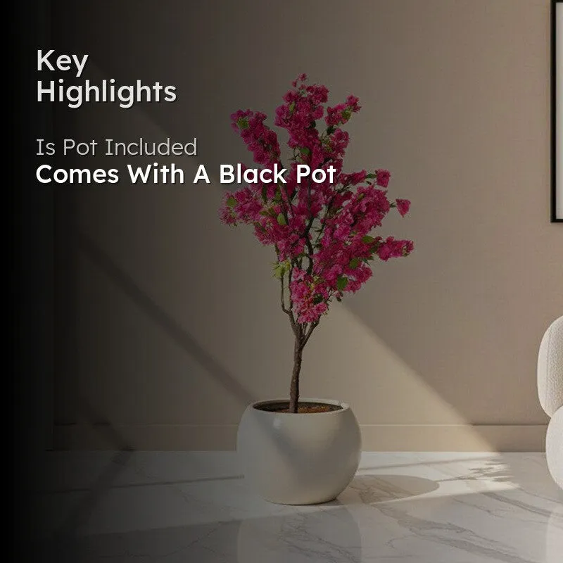 Faux Realtouch Purple Bougainvillea Plant With Black Plastic Pot - 5.2 Feet media 2