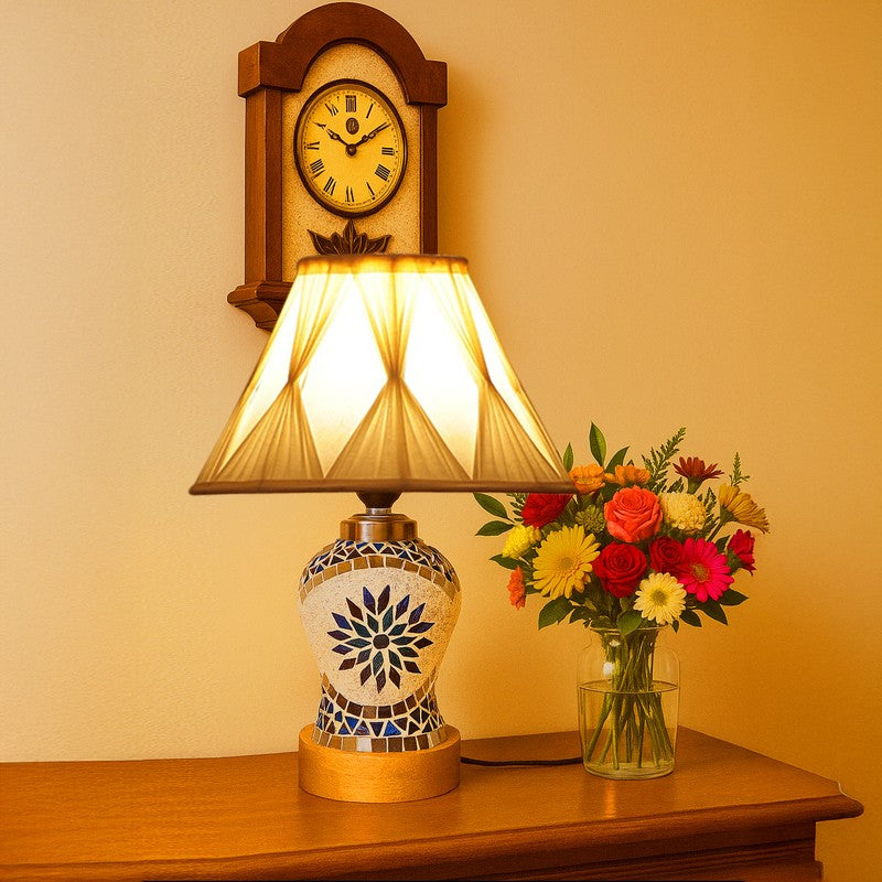 Floranira Smocked Wooden Table Lamp - Multicolor