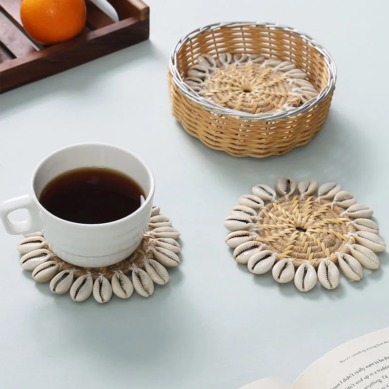 Rustic Sea Jute & Shell Coaster - Set Of Four media 4