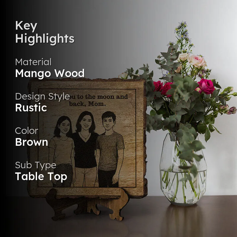 Love You To The Moon And Back Wood Showpiece - Square media 2