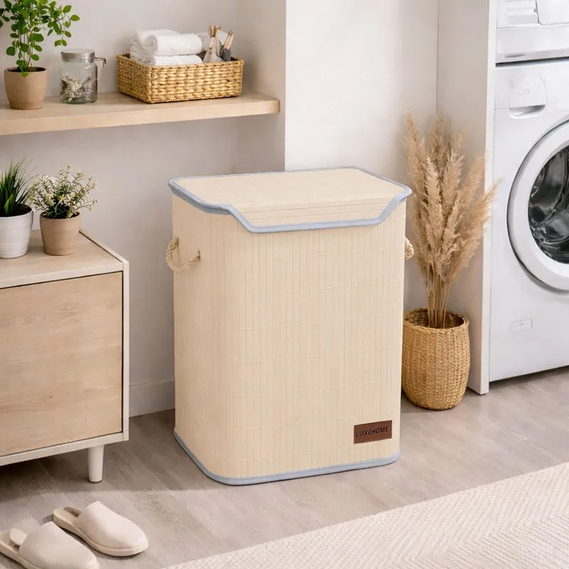 Strap Bamboo Laundry Basket - Cream media 1