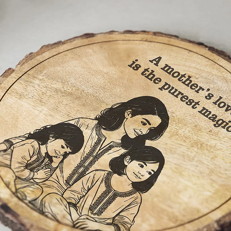 Mother's Love Is Magic Wood Showpiece - Round media 4