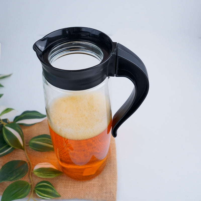 Domana Oval Transparent Jug With Lid (Black) - 1600 ML media 3