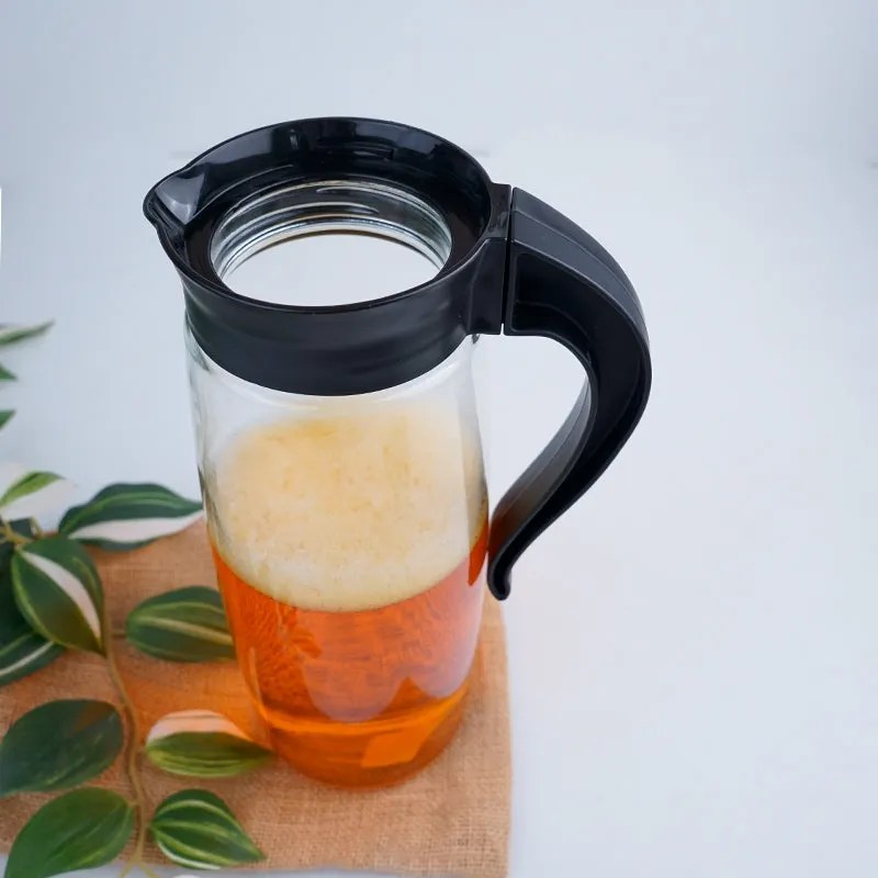 Domana Oval Transparent Jug With Lid (Black) - 1600 ML media 3