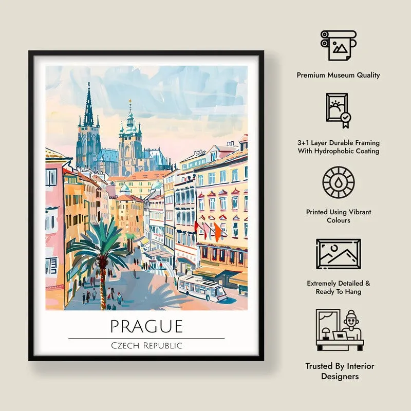 Vintage Prague Framed Canvas Wall Painting media 8