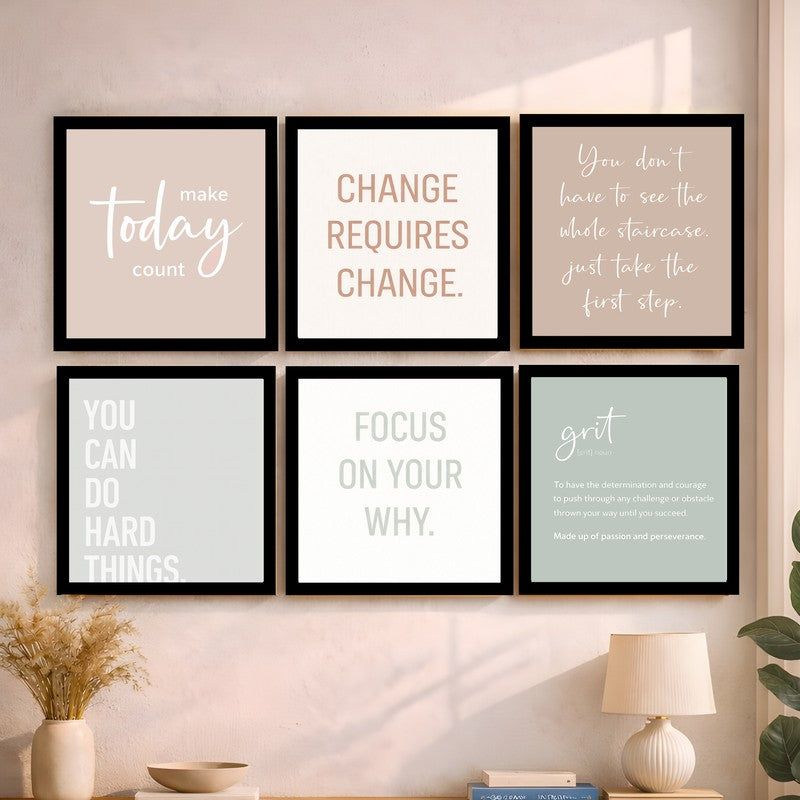 Evolve Daily Paper Wall Painting With Frame - Set Of Six media 4