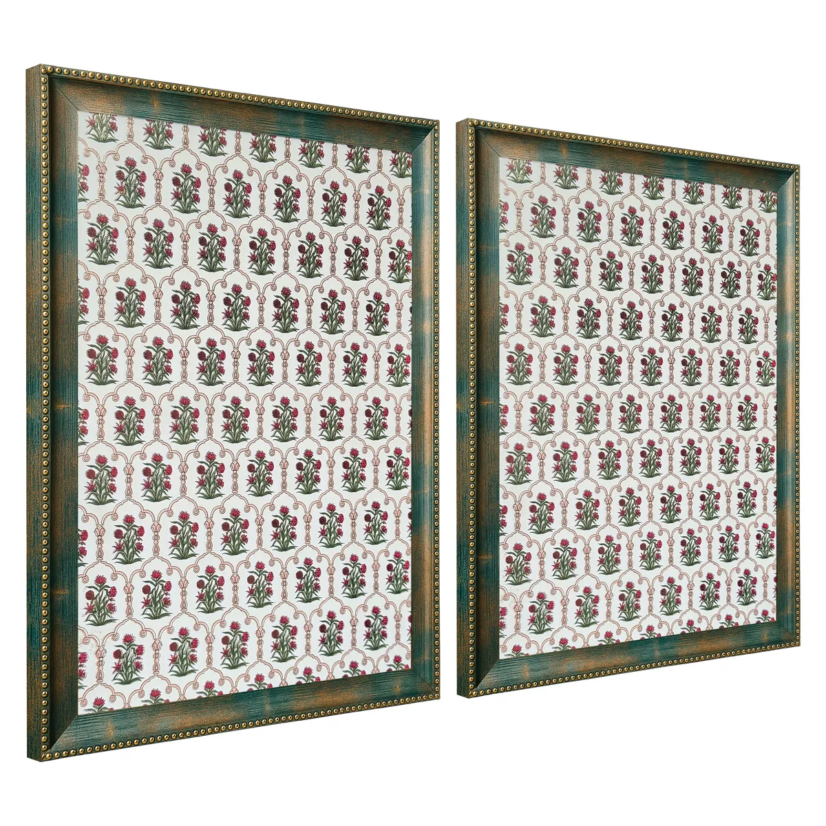 Traditional Floral Pattern Wall Painting With Frame - Set Of Two media 9