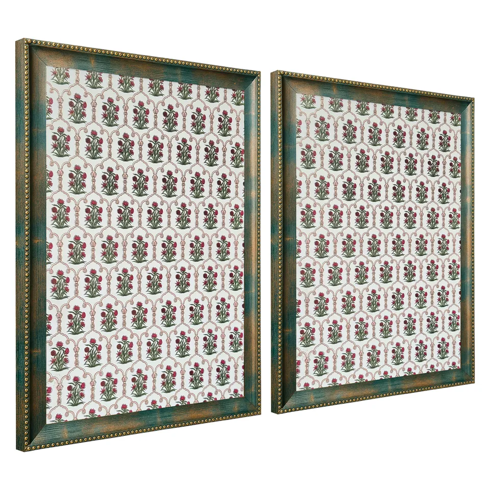 Traditional Floral Pattern Wall Painting With Frame - Set Of Two media 9