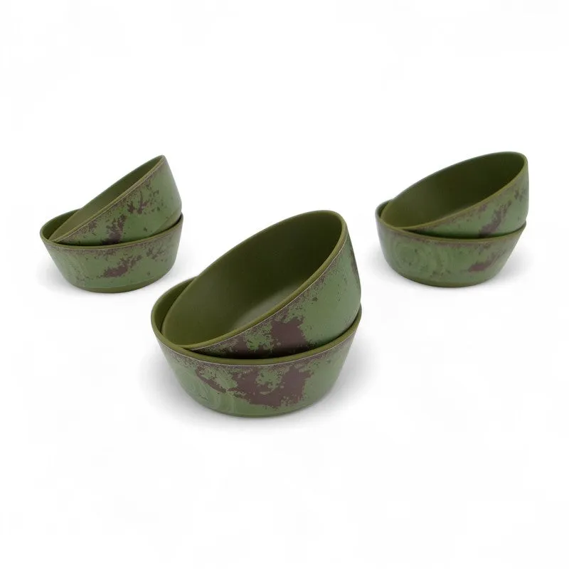 Rustic Q Olive Green Melamine Snack Bowls (200 mL Each) - Set of Six - 7