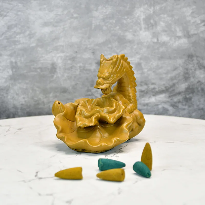 Chinese Dragon Incense Holder With Five Cone media 5
