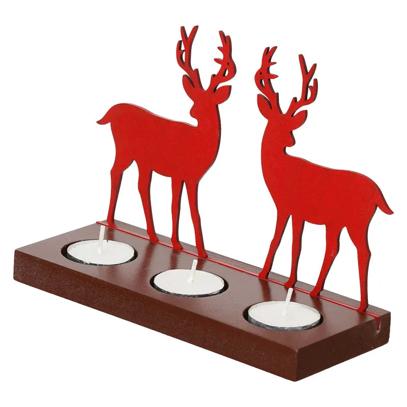 Blizten & Rudolph Wood Christmas Tea Light Holder - Red media 6