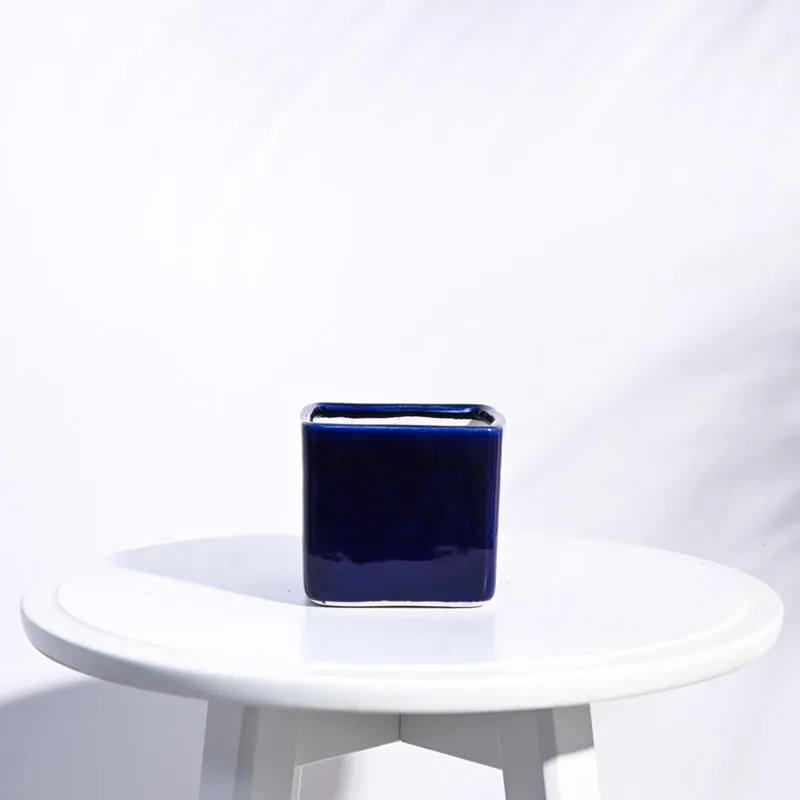 Ugaoo Square Blue Ceramic Pot media 1