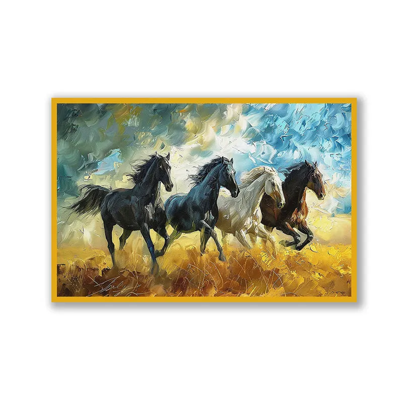 Equine Gallop Wall Art with Gold Frame media 3