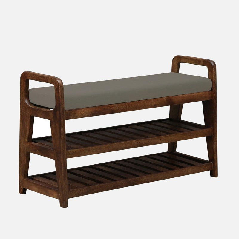 Sole Nest Mango Wood Shoe Rack - Grey media 5